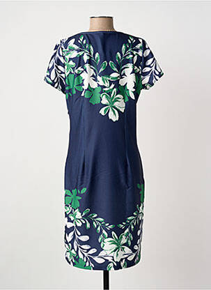 Robe mi-longue imprimé fleurs manches courtes bleu GREGORY PAT femme