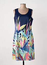 Robe mi-longue imprimé fleurs sans manche bleu GUY DUBOUIS femme