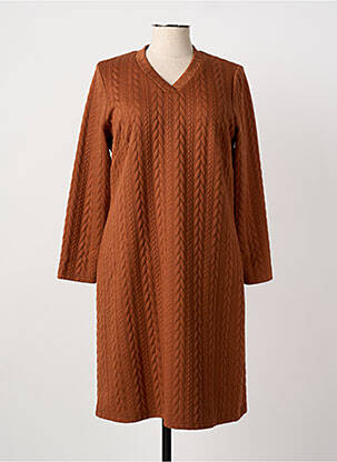 Robe mi-longue manches longues manches longues marron MERI & ESCA femme