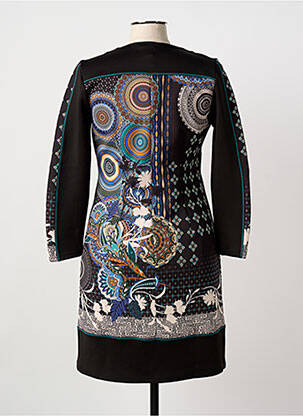 Robe mi-longue imprimé fantaisie manches longues noir GUY DUBOUIS femme