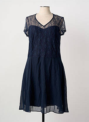 Robe mi-longue fermeture zippée au dos manches courtes bleu GREGORY PAT femme