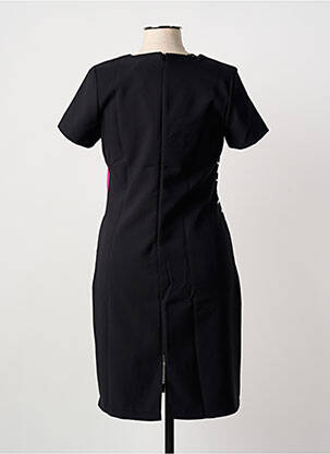 Robe mi-longue imprimé fantaisie manches courtes noir GUY DUBOUIS femme