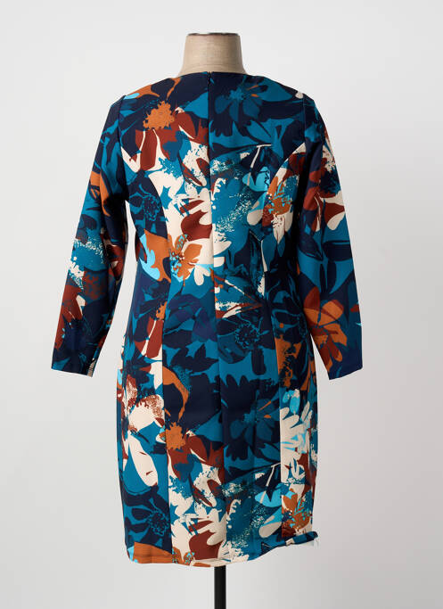 Robe mi-longue imprimé fleurs manches longues bleu GREGORY PAT femme