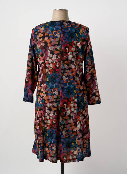 Robe mi-longue imprimé fantaisie manches longues noir GUY DUBOUIS femme