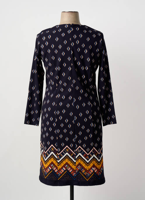 Robe mi-longue imprimé fantaisie manches longues bleu GUY DUBOUIS femme