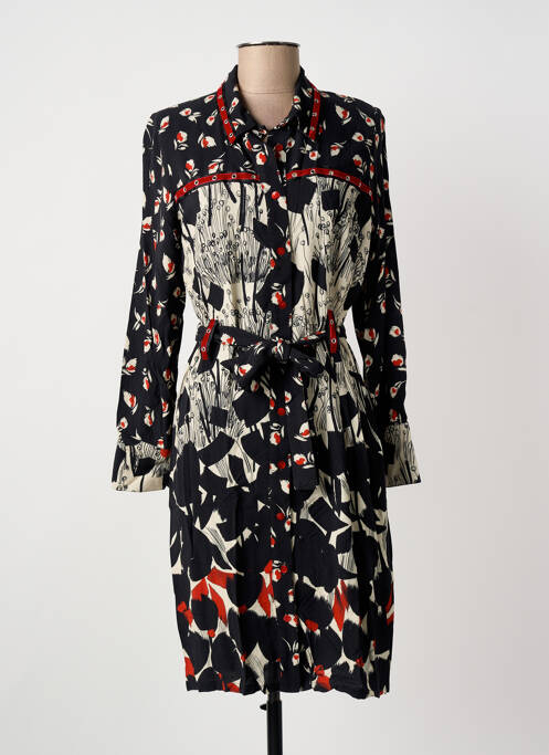 Robe mi-longue imprimé fantaisie manches longues noir MERI & ESCA femme