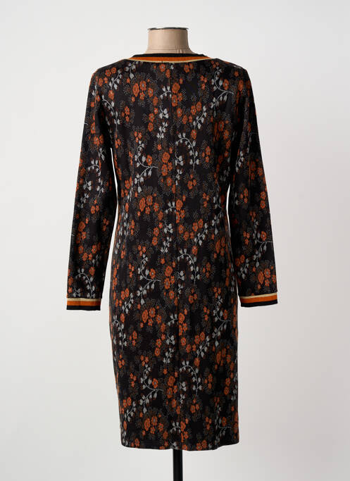 Robe mi-longue imprimé fleurs manches longues marron GUY DUBOUIS femme