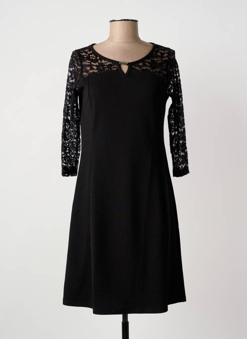 Robe mi-longue manches 3/4 manches 3/4 noir GUY DUBOUIS femme