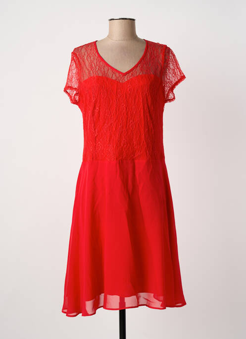 Robe mi-longue coupe fluide manches courtes rouge GREGORY PAT femme