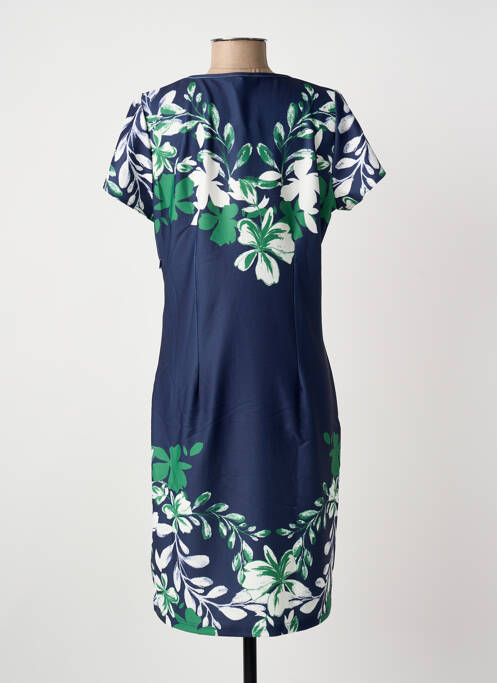 Robe mi-longue imprimé fleurs manches courtes bleu GREGORY PAT femme