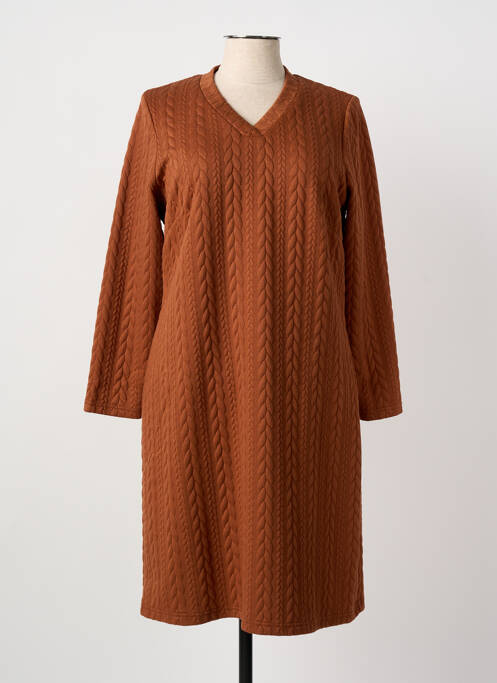 Robe mi-longue manches longues manches longues marron MERI & ESCA femme