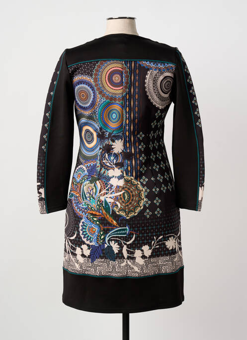 Robe mi-longue imprimé fantaisie manches longues noir GUY DUBOUIS femme