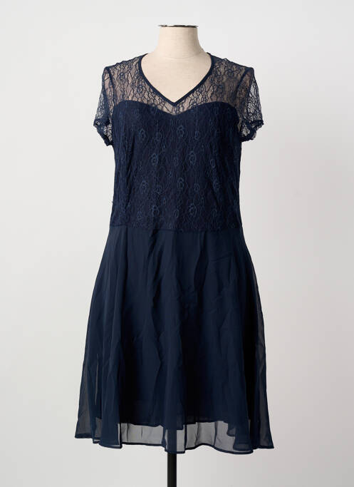 Robe mi-longue fermeture zippée au dos manches courtes bleu GREGORY PAT femme