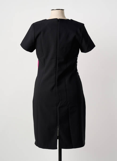 Robe mi-longue imprimé fantaisie manches courtes noir GUY DUBOUIS femme