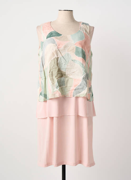 Robe mi-longue imprimé fantaisie sans manche rose GREGORY PAT femme