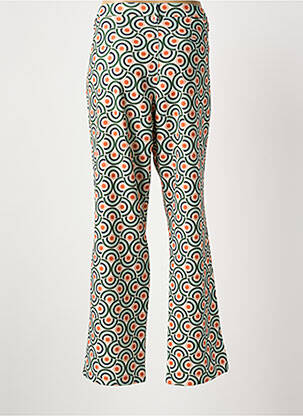 Pantalon droit fermeture zippée sous rabat boutonné taille normale vert WALTRON femme