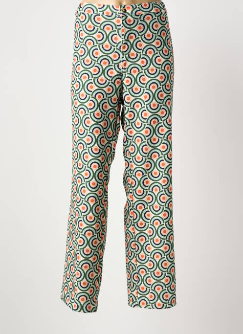 Pantalon droit tissage crêpe taille normale vert WALTRON femme