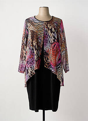 Robe mi-longue manches 3/4 manches 3/4 noir GUY DUBOUIS femme