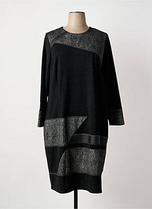 Robe mi-longue manches longues manches longues noir GUY DUBOUIS femme