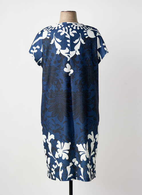 Robe mi-longue imprimé fantaisie manches courtes bleu GREGORY PAT femme