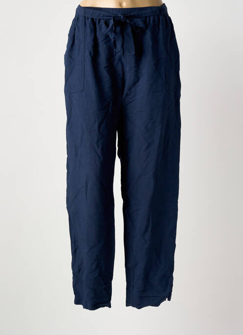 Pantalon droit tissage crêpe taille normale bleu GRIFFON femme