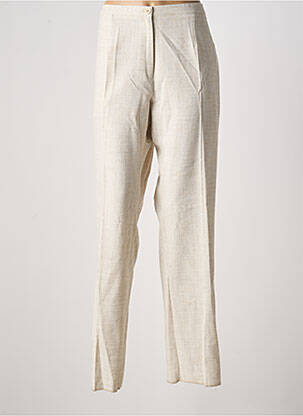 Pantalon droit tissage crêpe taille normale beige GRIFFON femme