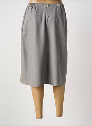 Jupe mi-longue taille à pinces gris GRIFFON femme