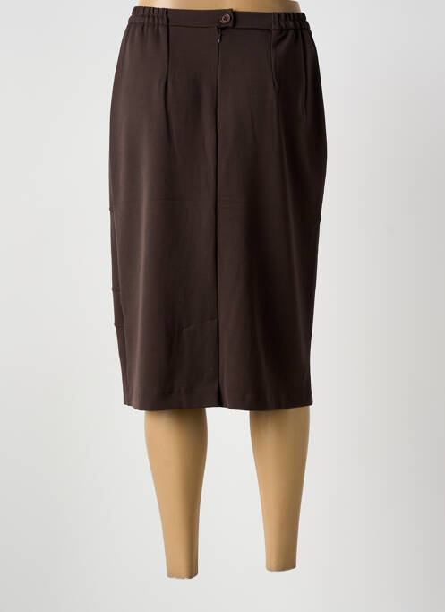 Jupe mi-longue taille à pinces marron GRIFFON femme