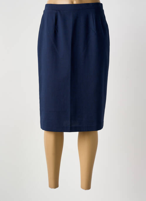 Jupe mi-longue taille à pinces bleu GRIFFON femme