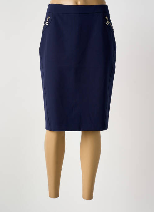 Jupe mi-longue taille à pinces bleu GRIFFON femme