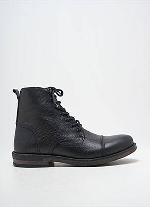 Bottines/boots tissage satiné talon bas noir HOOPER SHOES homme