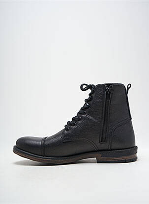 Bottines/boots tissage satiné talon bas noir HOOPER SHOES homme