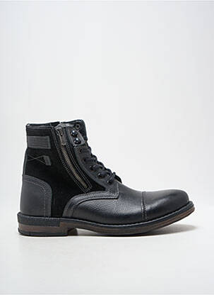 Bottines/boots tissage satiné talon bas noir HOOPER SHOES homme