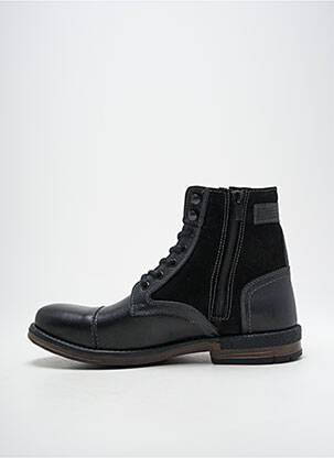 Bottines/boots tissage satiné talon bas noir HOOPER SHOES homme