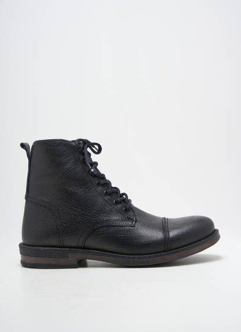 Bottines/boots tissage satiné talon bas noir HOOPER SHOES homme