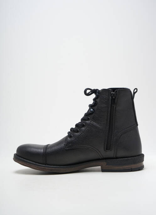 Bottines/boots tissage satiné talon bas noir HOOPER SHOES homme