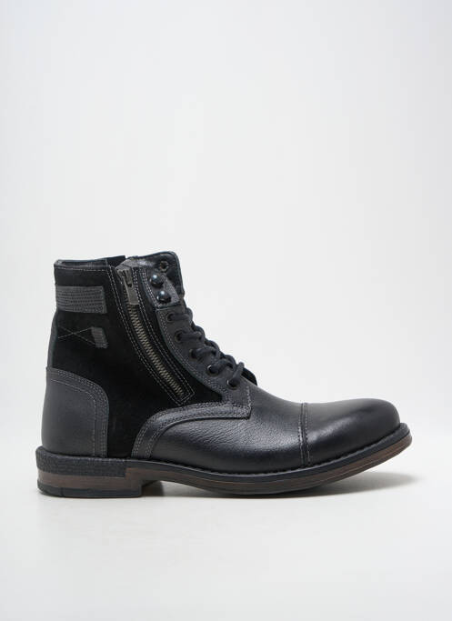 Bottines/boots tissage satiné talon bas noir HOOPER SHOES homme
