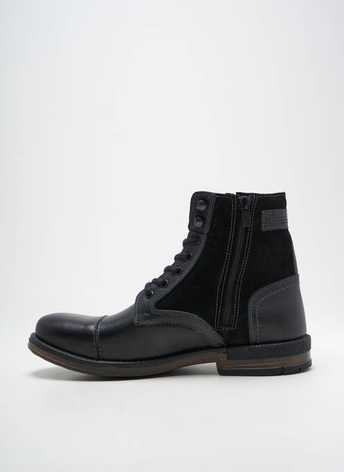 Bottines/boots tissage satiné talon bas noir HOOPER SHOES homme