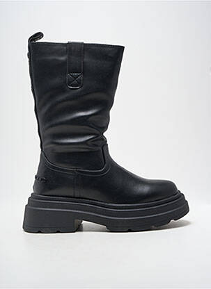 Bottes tissage satiné talon de 4 à 6cm noir BUFFALO femme