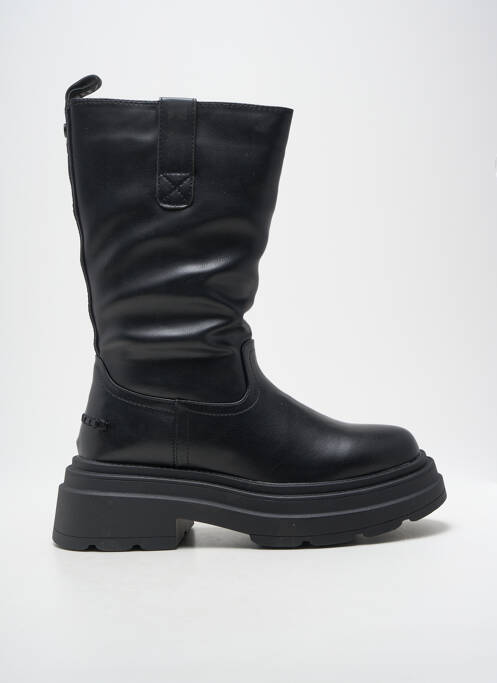 Bottes tissage satiné talon de 4 à 6cm noir BUFFALO femme
