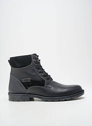 Bottines/boots tissage satiné talon bas noir HOOPER SHOES homme