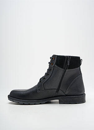 Bottines/boots tissage satiné talon bas noir HOOPER SHOES homme