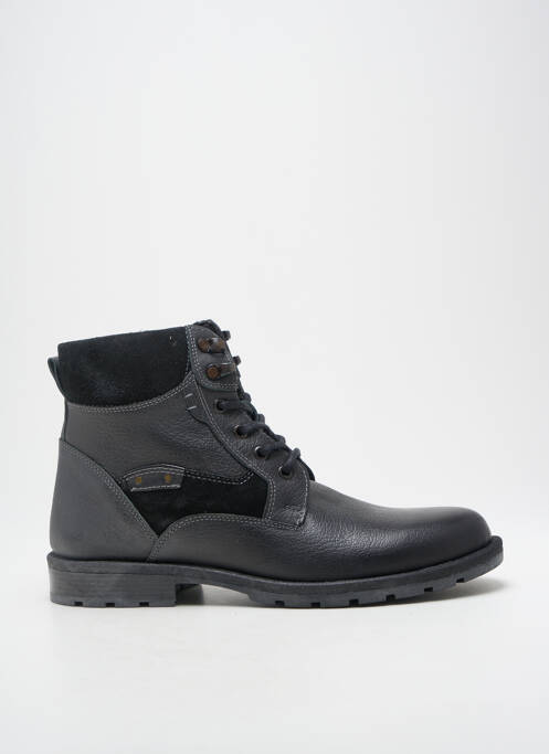 Bottines/boots tissage satiné talon bas noir HOOPER SHOES homme