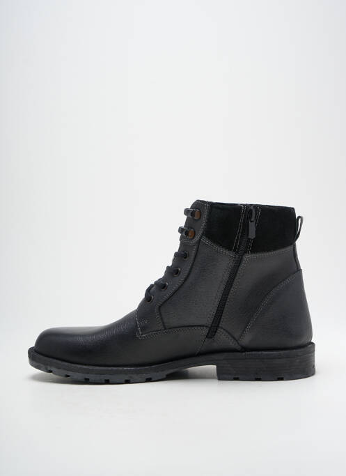 Bottines/boots tissage satiné talon bas noir HOOPER SHOES homme