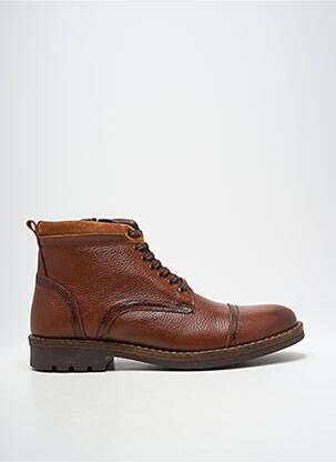 Bottines/boots tissage satiné talon bas marron HOOPER SHOES homme