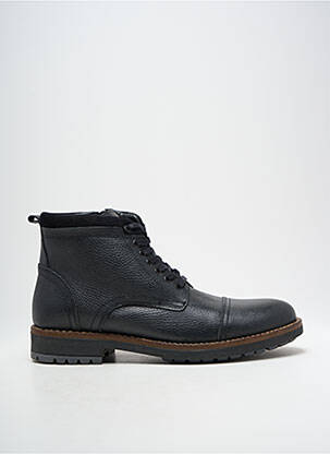Bottines/boots tissage satiné talon bas noir HOOPER SHOES homme