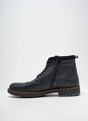 Bottines/boots tissage satiné talon bas noir HOOPER SHOES homme