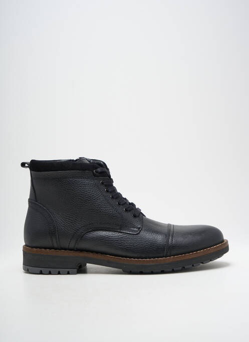 Bottines/boots tissage satiné talon bas noir HOOPER SHOES homme