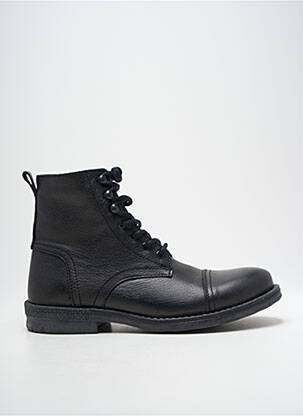 Bottines/boots tissage satiné talon bas noir HOOPER SHOES homme