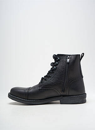 Bottines/boots tissage satiné talon bas noir HOOPER SHOES homme